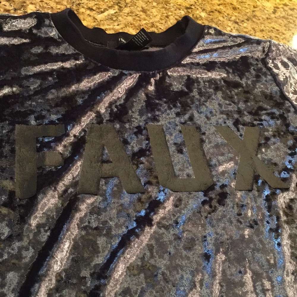 Forever 21 Gray Crushed Velvet T Shirt